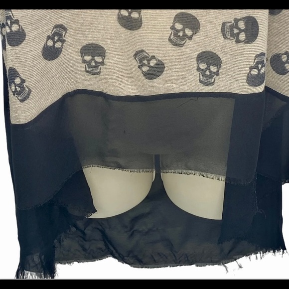 Blush Juniors Skull Graphics Tank Top M Tan Black Sheer Back Knit Sleeveless - Picture 7 of 10